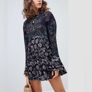 Free People Lady Luck Printed Tunic in Blue Combo